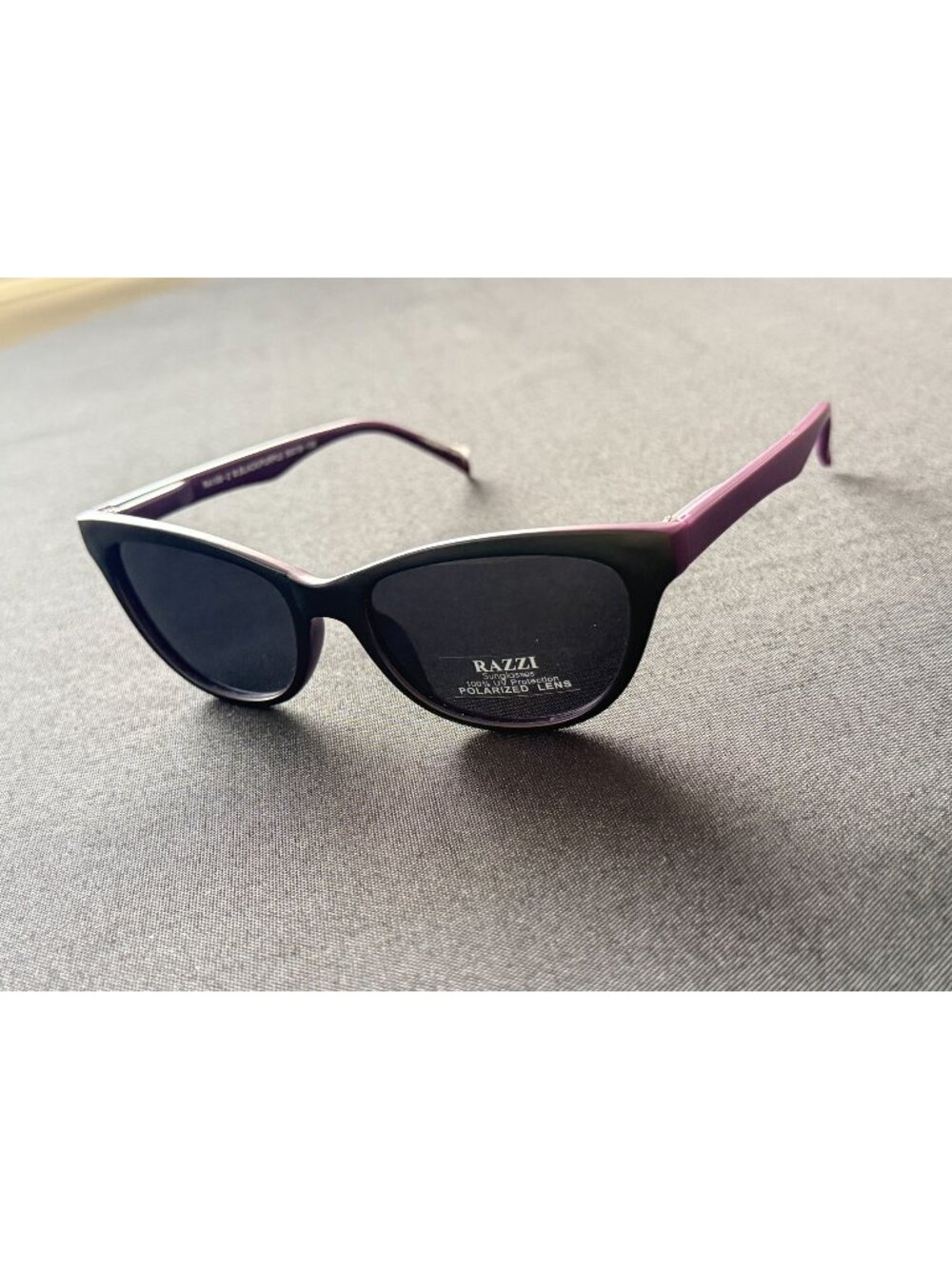 NEW Razzi Polarized Cat Eye Sunglasses Matte Black Purple Grey Lens RA106 50-18